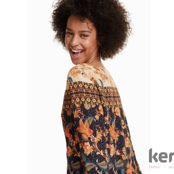 Desigual Paula paisley shift dress tunic size large autumn - Picture 14 of 14